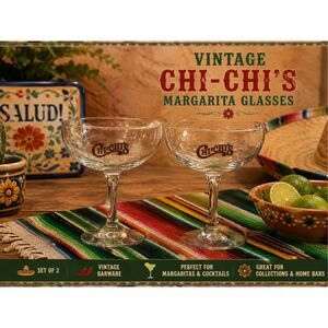 Chi-Chi’s 12oz Margarita Glasses with Brown set  of 2 vintage